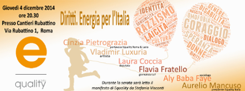 Save the Date - 4 Dicembre 2014 - Equality italia Roma & Lazio - Presentazione Manifesto dei Diritti