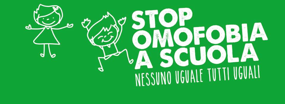stop omofobia a scuala - fondo verde